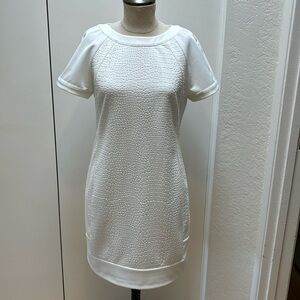 White Short Sleeve Dress with Animal Texture front and Mesh yoke back